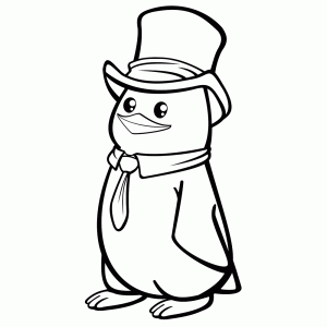 Een pinguin met een hoge hoed