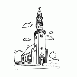 Kerk met hoge toren