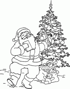 De Kerstman bij de kerstboom
