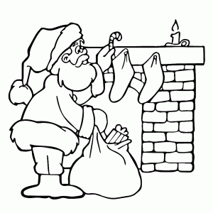 De kerstman bij de schoorsteen