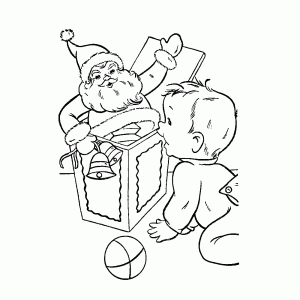 Een vrolijke kerstman uit een doos