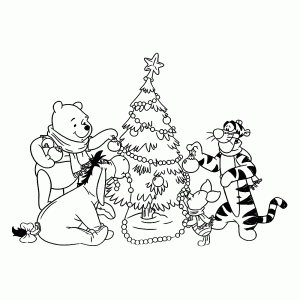 Winnie de Poeh versiert de kerstboom