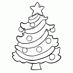 Een kerstboom met slingers en ballen
