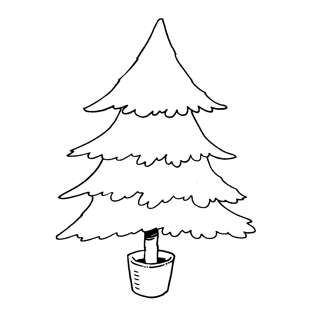 bekijk Een kerstboom in een pot kleurplaat