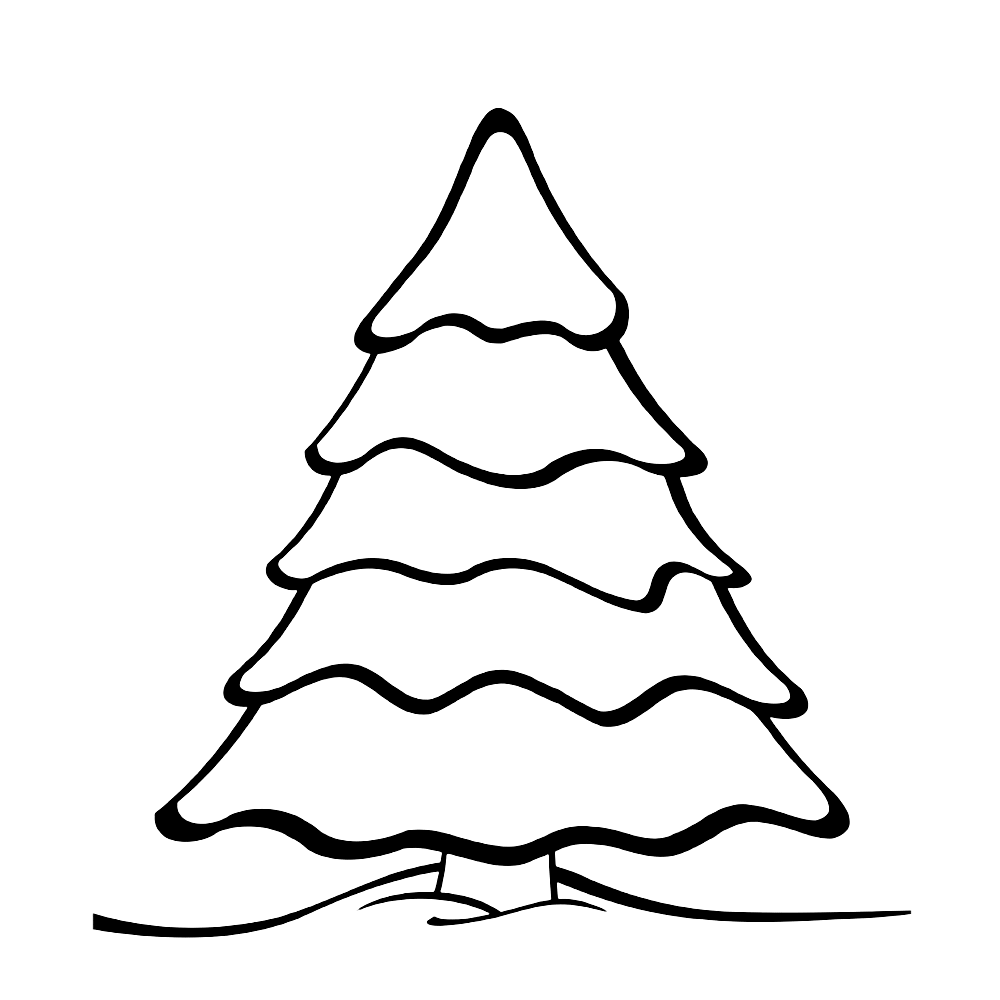 bekijk Een kerstboom in de sneeuw kleurplaat