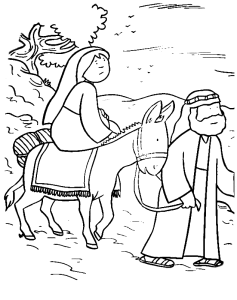 Jozef en Maria op weg naar Bethlehem