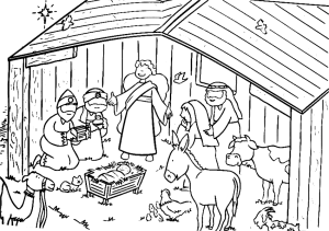 De Wijzen bezoeken het kind Jezus, Jozef en Maria