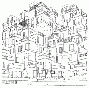 Cubic houses on a hill