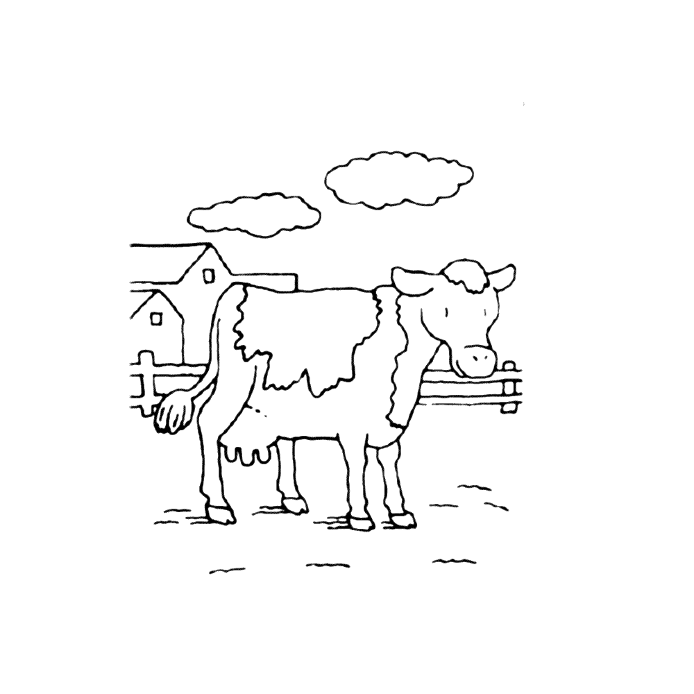 bekijk Een koe in de wei kleurplaat
