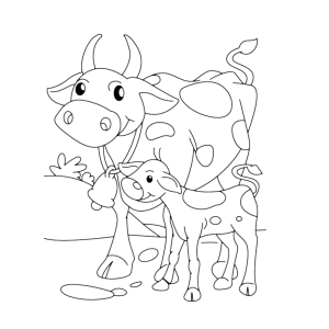 Een koe met haar kalfje