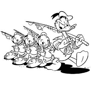 Donald Duck ging vissen met zijn neefjes