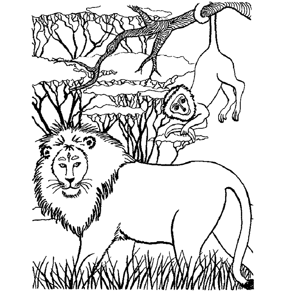 bekijk Een leeuw op de Savanne kleurplaat