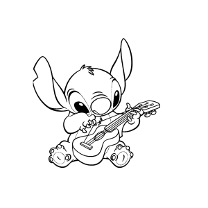 Stitch speelt ukelele