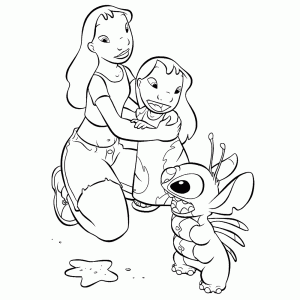 Lilo laat Stitch aan haar grote zus zien