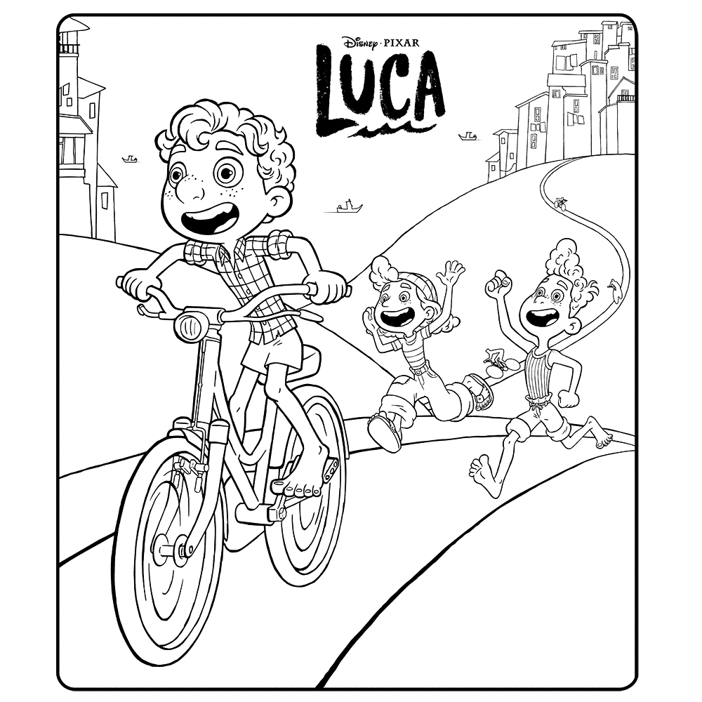 bekijk Luca op de fiets kleurplaat