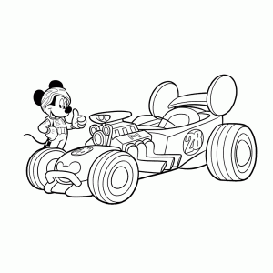Mickey met zijn racewagen