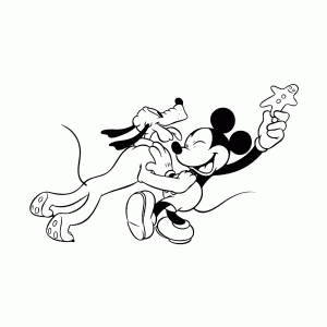 Pluto wil een hondenkoekje van Mickey