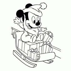 Baby Mickey verkleed als de Kerstman