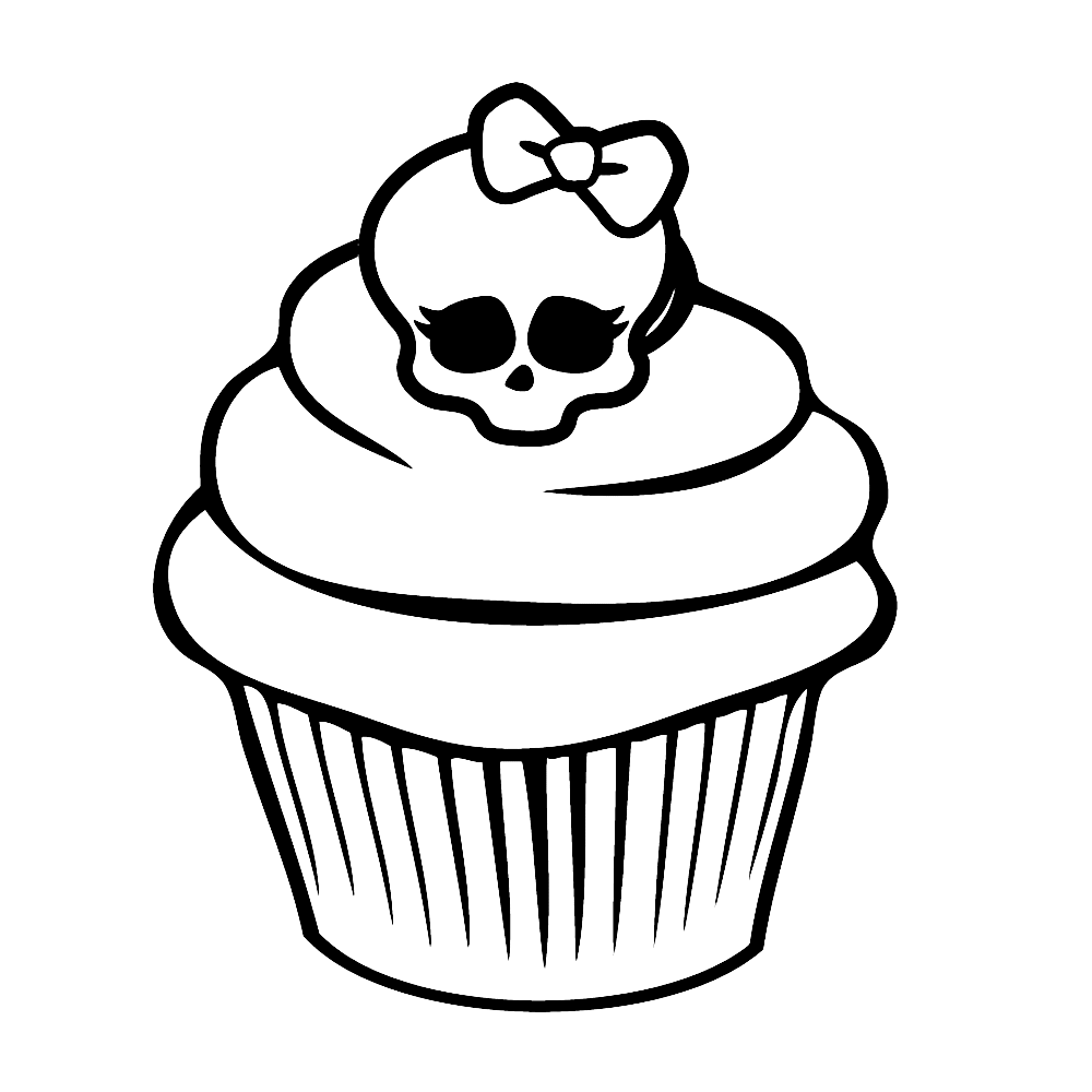 bekijk Skull cupcake kleurplaat