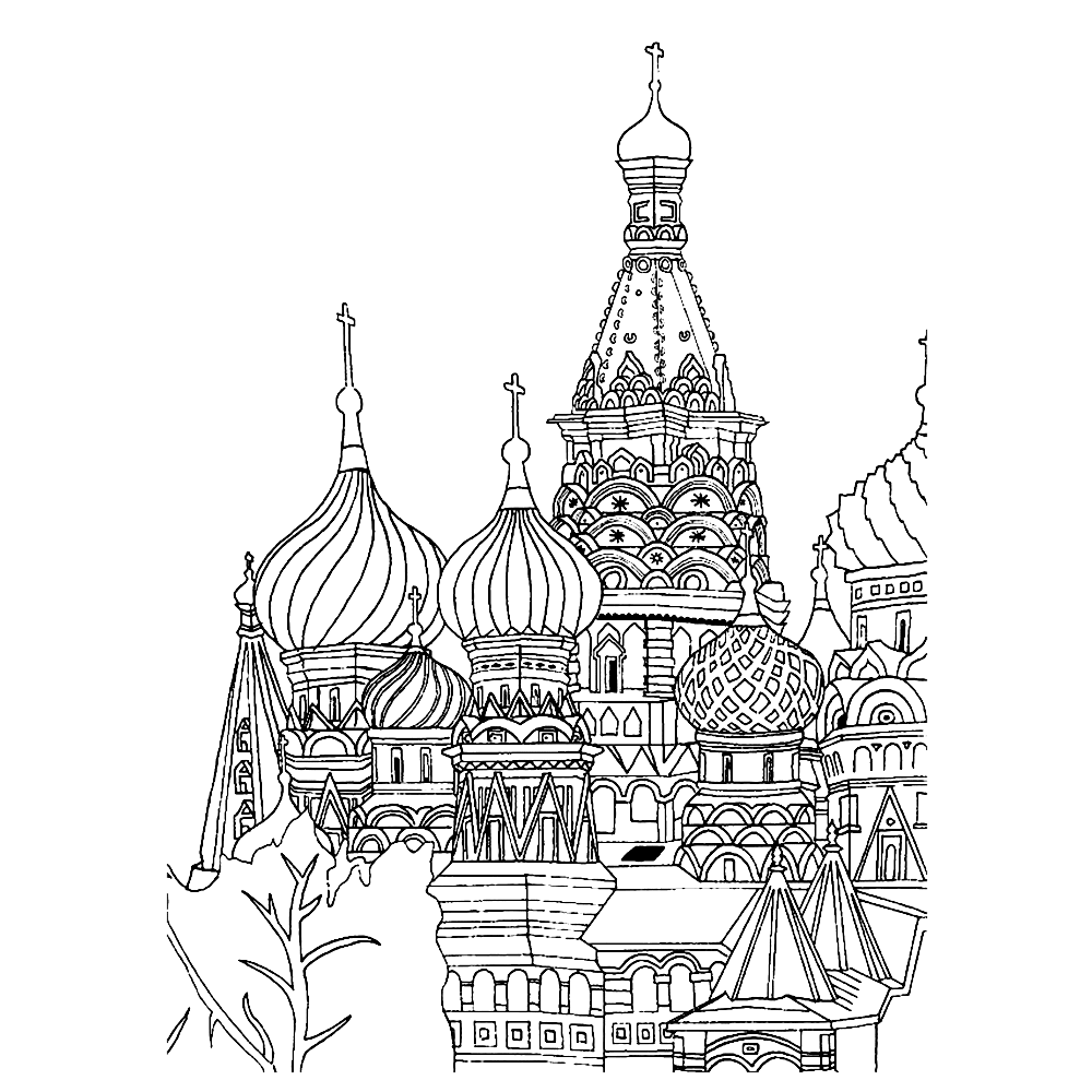 bekijk Moskou – kathedraal op het Rode Plein kleurplaat