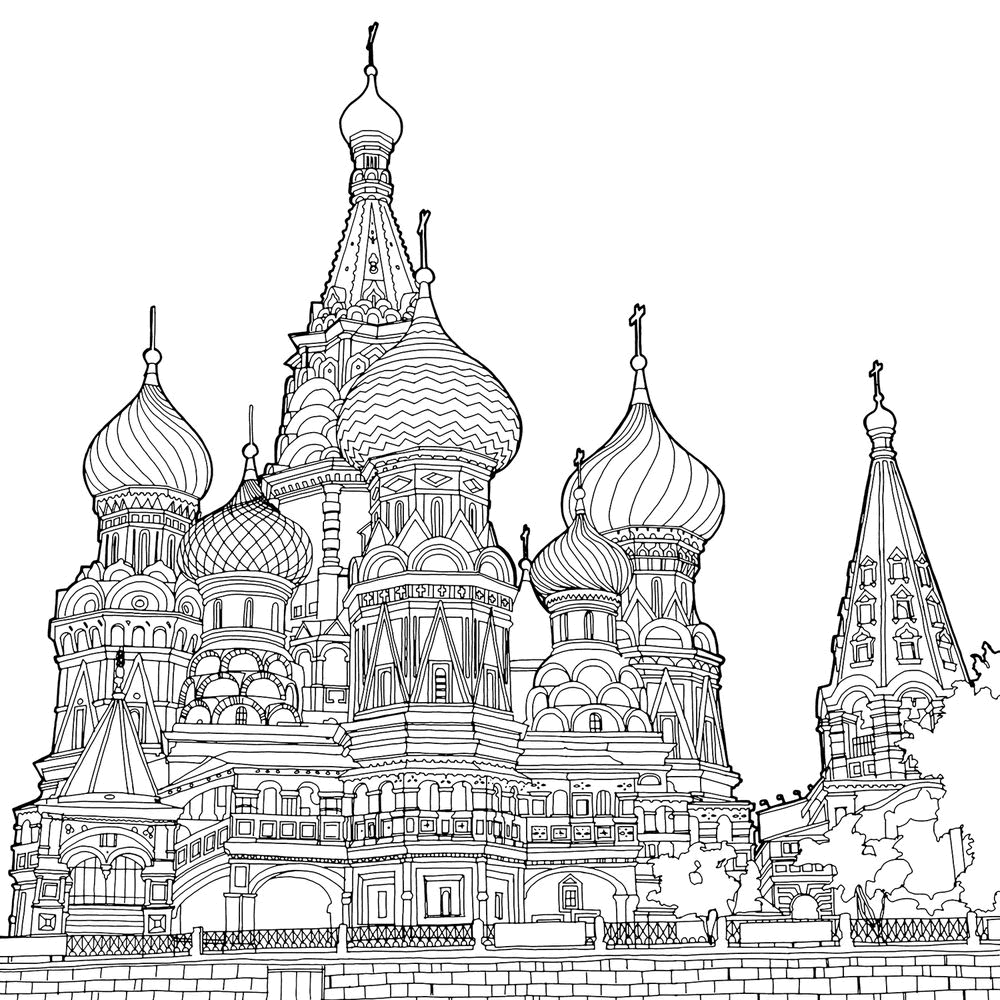 bekijk Moskou – Sint Basil kathedraal kleurplaat