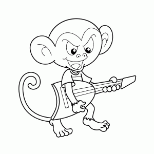 aapje met een elektrische gitaar