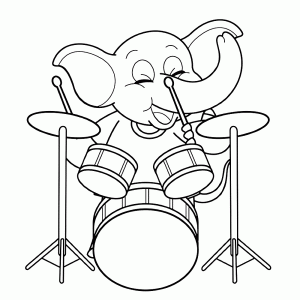 olifant met drumstel