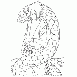 Uchiha Sasuke met een reuzencobra