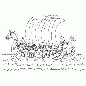 A viking long boat at sea