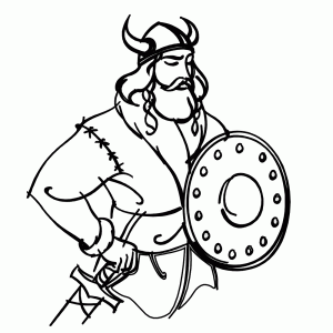 A viking with sword and shield