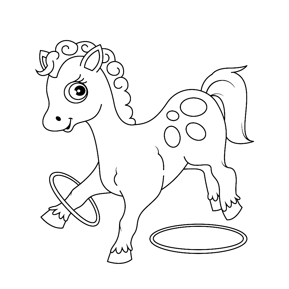 bekijk Een paardje met hoelahoeps kleurplaat