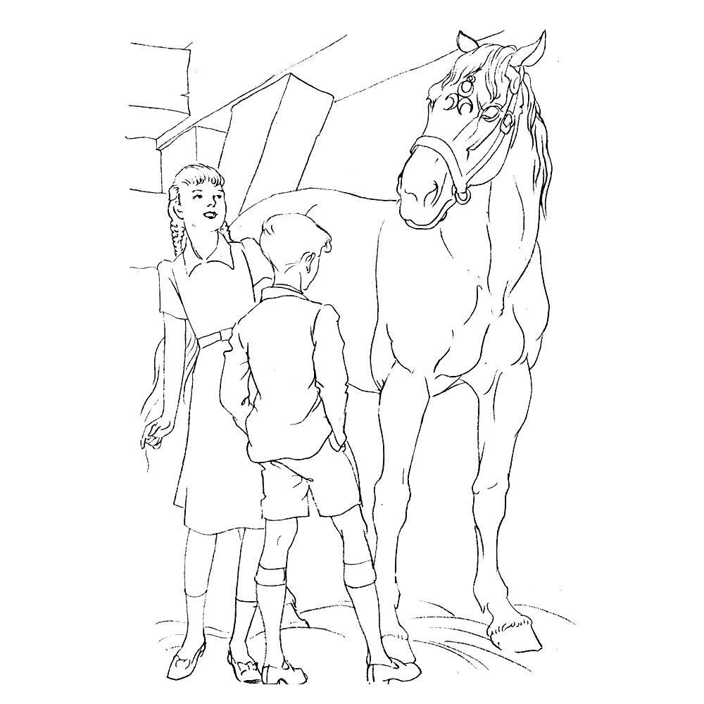 bekijk Paard op stal kleurplaat