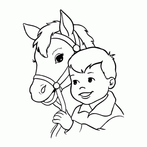 Een jongetje met zijn pony