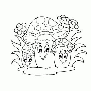 Three cheerful mushrooms