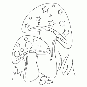 Mushrooms with dots and stars