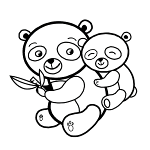 Pandamoeder met haar jong