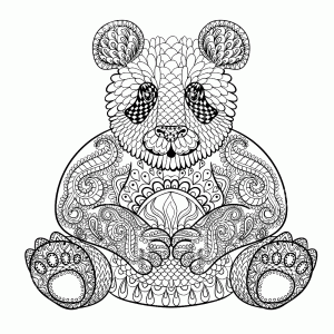 Panda tekening met een ingewikkeld patroon