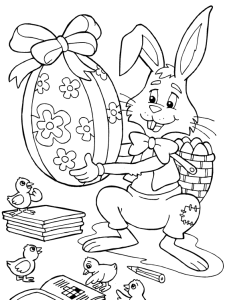 The Easter Bunny gives away decorated eggs