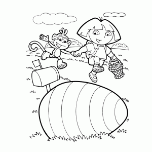 Dora en Boots op zoek naar paaseitjes