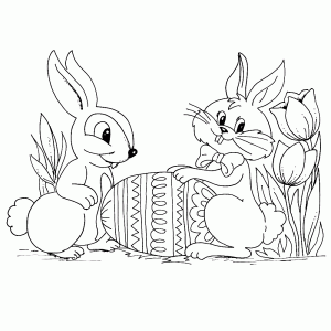 Rabbit and Squirrel are painting eggs