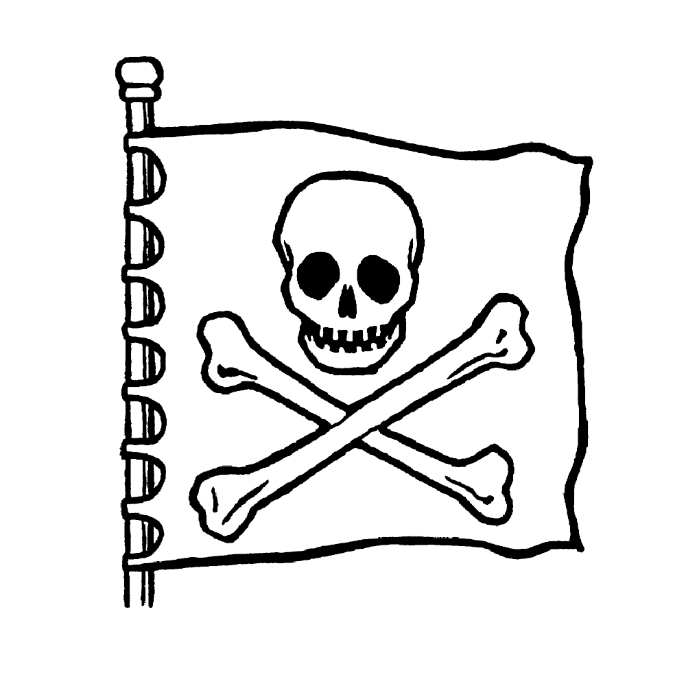bekijk Piratenvlag – doodshoofd met gekruiste botten kleurplaat