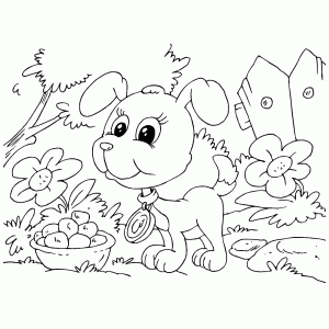 Jong hondje in de tuin