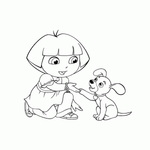 Dora met een puppy