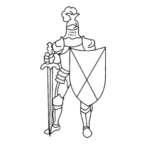 Armored knight with battle sword and shield