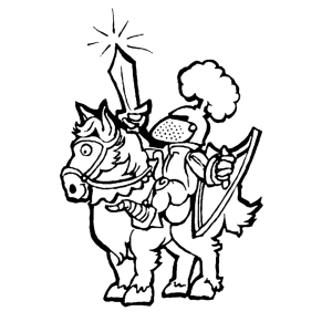 cartoon knight on horseback