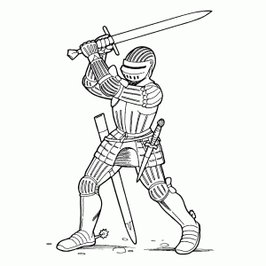 Knight in armor with a battle sword