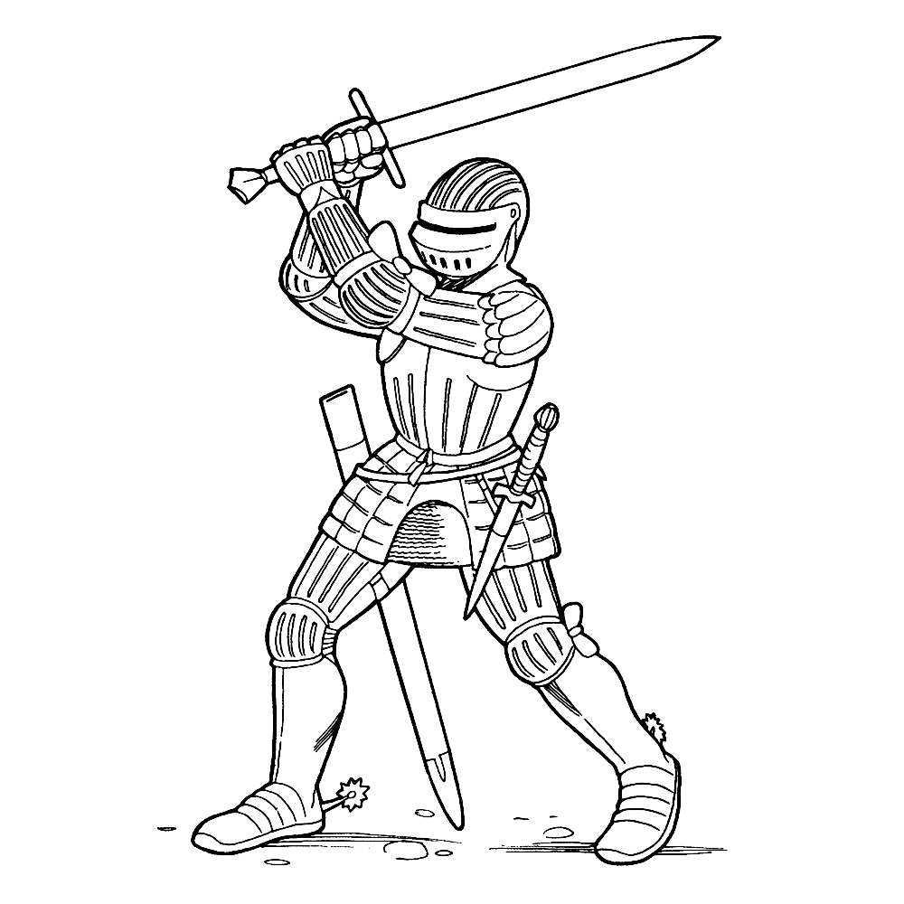 bekijk Geharnaste ridder met een slagzwaard kleurplaat
