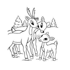 De andere rendieren kijken naar Rudolf's neus