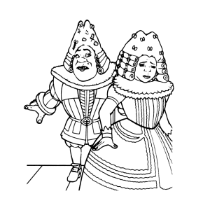 Shrek en Fiona in koninklijke kleren