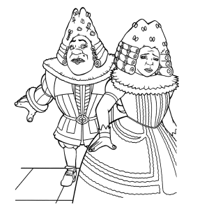 Shrek en Fiona in koninklijke kostuums